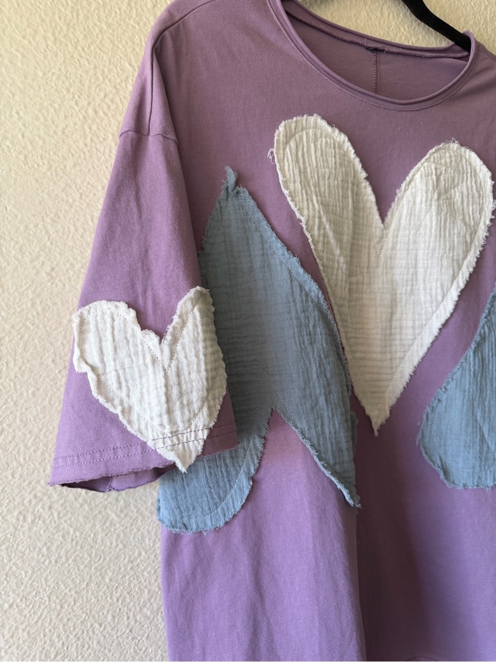 BellanBlue Purple Short Sleeve Tee with Heart Patches - Picture 8 of 13